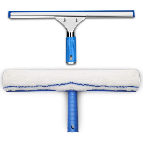 Kit de nettoyage de vitres, raclette à vitres et chiffon en microfibre, raclette de douche avec lèvre en caoutchouc, raclette de 35 cm