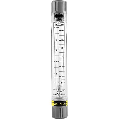 Débitmètre à tube pour canalisation de liquide, débitmètre 0,5 à 5 GPM / 1,8 à 18 LPM (1/4)