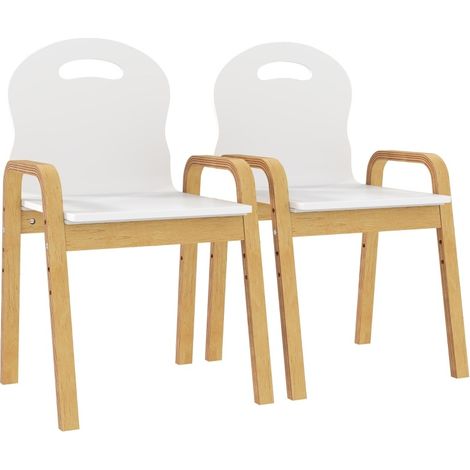Set de 2 chaises enfants en bois de bouleau blanc, hauteur réglable, antidérapantes, 3-15 ans (1/5)