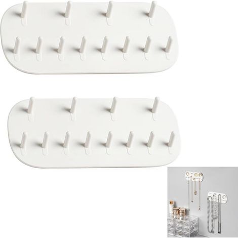 Supports à bijoux,2 PCS Organisateurs de bijoux muraux,Crochets Adhésifs Porte Bijoux,Colliers Crochets Étagère,Porte Bijoux Support Mural