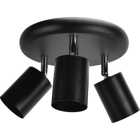 Lot GU10 3 feux noir, socle rotatif 330° et tête orientable 90°, pour mur ou plafond, éclairage d'ambiance salon cuisine boutique (sans ampoule, 85-265V) (1/5)