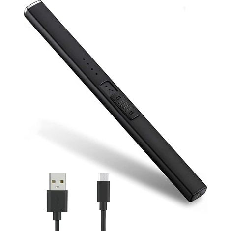 Briquets Longs Électriques, Allume Bougie Electrique, Mini Briquet USB Rechargeable (Le Noir) (1/5)