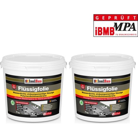 Isolbau Flüssigfolie 14kg - Dichtfolie für Bad, Dusche & Küche - für Wand & Boden - Lösemittelfreie, wasserdichte Abdichtung Dichtmasse - Badabdichtung (1/5)