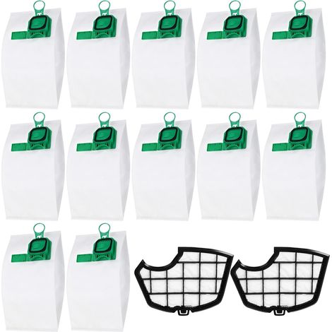 12 sacchetti raccoglipolvere per Vorwerk Kobold VK140 VK150 FP140 FP150 + 2 filtri, accessori compatibili, set di accessori per aspiratore Vorwerk Kobold (1/5)