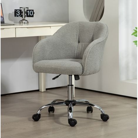 Sedia da ufficio imbottita in poliestere grigio, girevole, altezza regolabile, 56 x 61 x 76-86 cm (1/5)