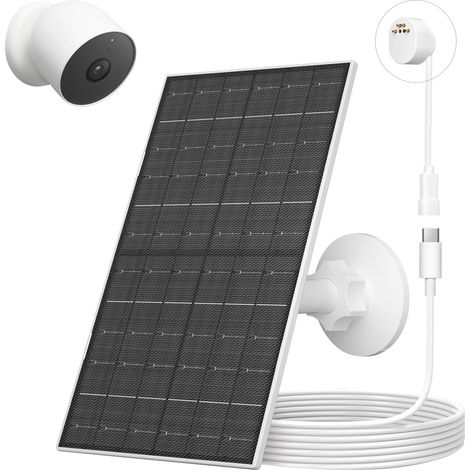 Compatible avec Google Nest Cam interieur exterieur, panneau solaire 7 W IP66, cable 2,2 m (1/5)