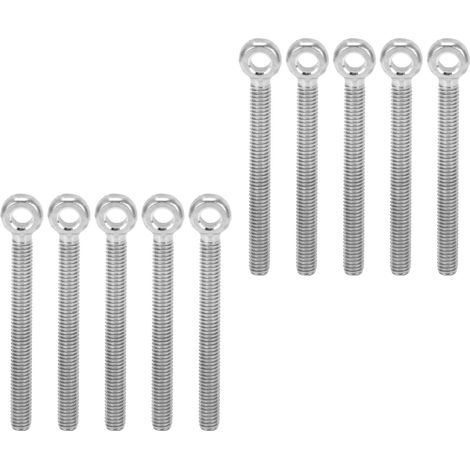 Lot de 10 Crochets à Oeil M6x60 Inox 304, Vis à Anneau pour Tension et Fixation Solide (1/5)