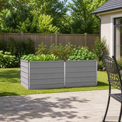 vidaXL Cama de Jardín Elevada Gris 160 x 80 x 55 cm (1/5)