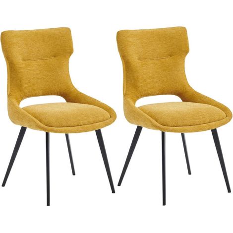 AMANDA - Lot de 2 Chaises Tissu Coloris Jaune (1/5)