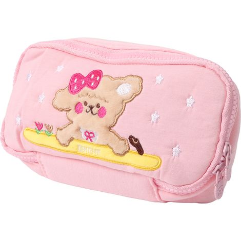 Trousse en coton, motif chiot mignon, grande capacité, idéale pour les étudiants, rose. (1/5)