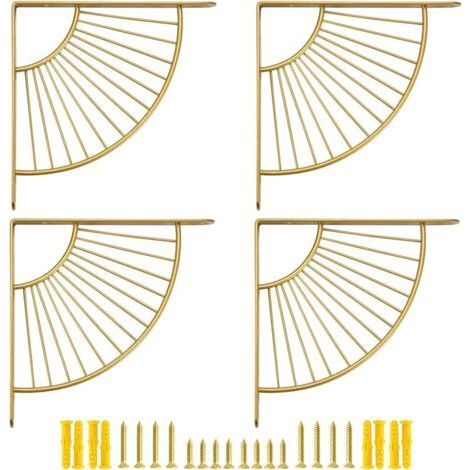 Lot de 4 petits supports d'étagère décoratifs en laiton de 15,2 cm, décoration murale dorée, support d'étagère moderne de 15 cm pour étagères flottantes à faire soi-même, doré-Chrom (1/5)