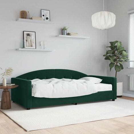 Tagesbett mit Matratze Dunkelgrün 100x200 cm Samt