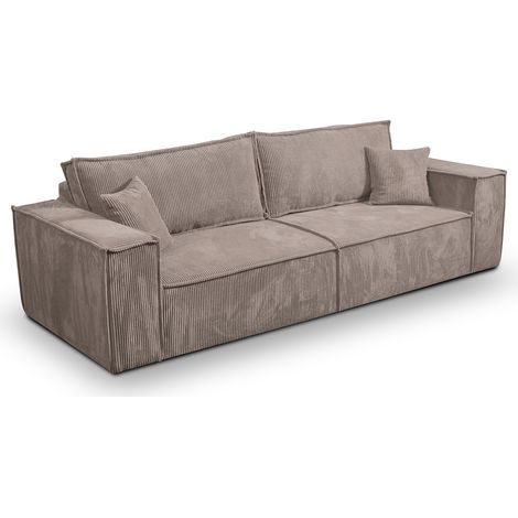 Canapé convertible 4 places avec coffre Isaac velours côtelé Taupe (1/5)