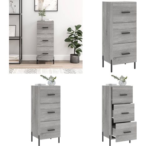 Sideboard Grau Sonoma 34,5x34x90 cm Holzwerkstoff - Schreibtisch - Wohnzimmermöbel - Sideboard - Grau Sideboard - Modernes Sideboard - Home & Living (1/5)