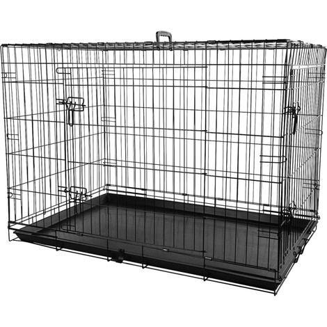 Cage métallique animaux avec porte coulissante XL Noir FLAMINGO (1/5)