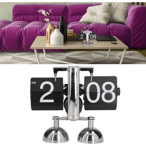 Horloge à quartz automatique à bascule, petite montre, horloge rétro à bascule, horloge à quartz à engrenages internes en acier inoxydable, horloge mécanique rétro, objet décoratif original, horloge d (1/5)