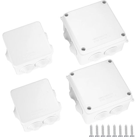 2 boîtes de jonction étanches IP65, 2 boîtes de jonction étanches IP55, boîtes de distribution étanches pour l'extérieur, boîtes de raccordement en plastique pour câbles extérieurs (1/5)