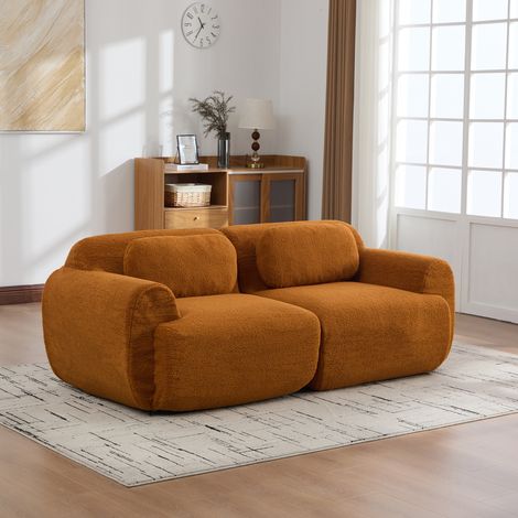 Sofá modular de compresión de tela de chenilla, relleno de espuma altamente elástica de 30D. Fácil de mover y con base antideslizante, ideal para salas de estar y otros espacios. Caramelo (1/5)