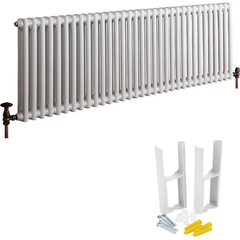 Milano Windsor White Cast Iron Style Horizontal Double Column Radiator with Feet - 600mm x 1505mm (1/5)