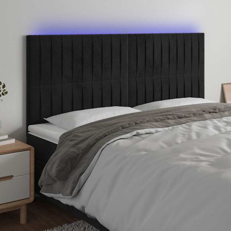 vidaXL Cabecero con luces LED terciopelo negro 180x5x118/128 cm (1/5)