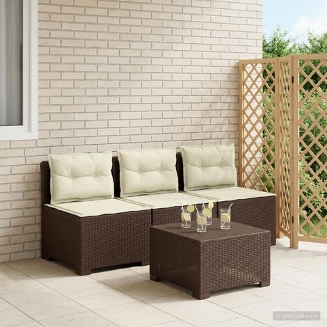 Teenpull – 3-Sitzer Garten Sofa mit Kissen Rattan-Look PP Braun (1/5)