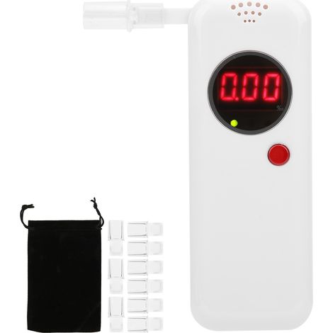 Testeur d'alcool numérique LCD avec embout buccal blanc, analyseur d'alcoolémie anti-conduite en état d'ivresse, outil de dépistage précis. (1/5)