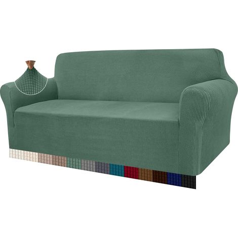 Modern jacquard elastic sofa cover for the living room, ideal as protection against dogs and pets (3-seater, sage green) (1/5)