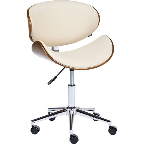 Fauteuil de Bureau Pivotant Sans Accoudoirs Base Hauteur Réglable Simili Cuir Beige Clair Rotterdam (1/5)