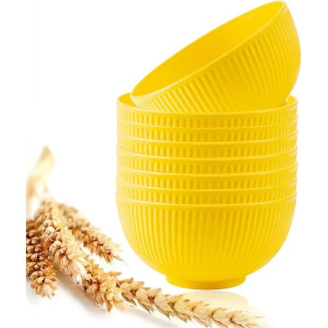 (Jaune, 8 pièces) Bols en paille de blé, incassables, légers, réutilisables, lavables au lave-vaisselle.