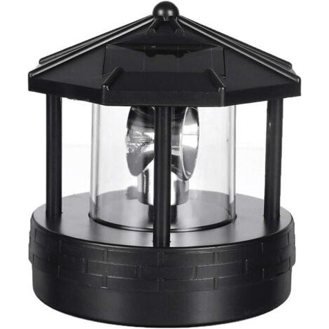 Faro LED giratorio, luz solar para jardín, patio, césped, resistente al agua, decoración retro, regalo exquisito para jardín, patio, césped, decoración de interiores