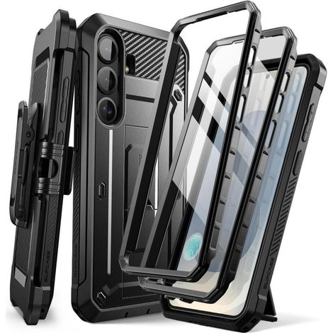 Coque robuste pour Samsung Galaxy S25 avec clip ceinture et support, 2 façades incluses (1/5)
