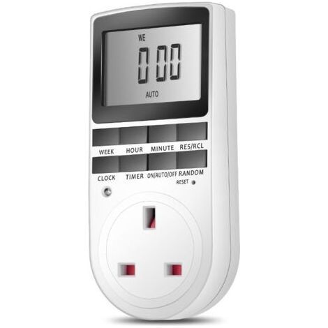 Pair Prise de minuterie numérique avec écran LCD 24 heures/hebdomadaire Minuterie électrique intérieure pour lampes et appareils électroménagers (lot de 2) (1/4)