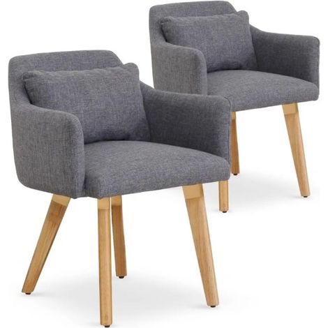 Lot de 2 Fauteuils Scandinave "Alan" 70cm Gris Clair (1/5)