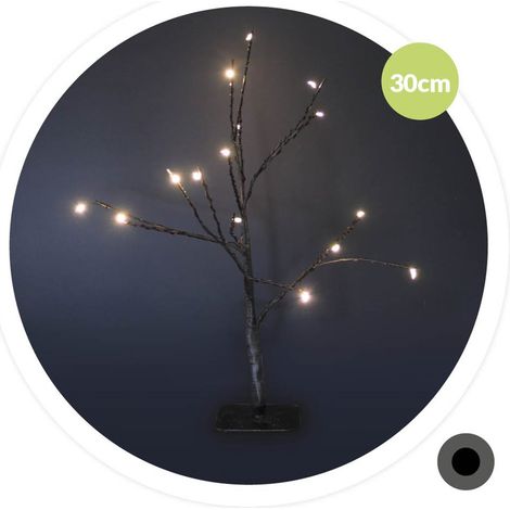 Arbre décoratif LED Cumia 30cm 2xAA Noir