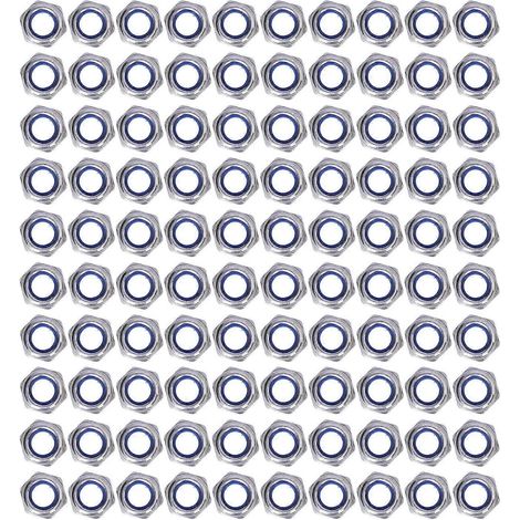 100-teiliges Set aus Nylon-Einsatz-Sicherungsmuttern, Edelstahl-Befestigungselementen für Wartungszwecke, M10