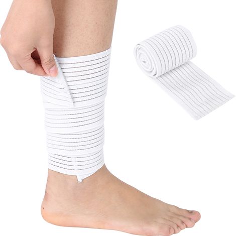 Bande de genou élastique de soutien pour sport et musculation - Blanc (1/5)