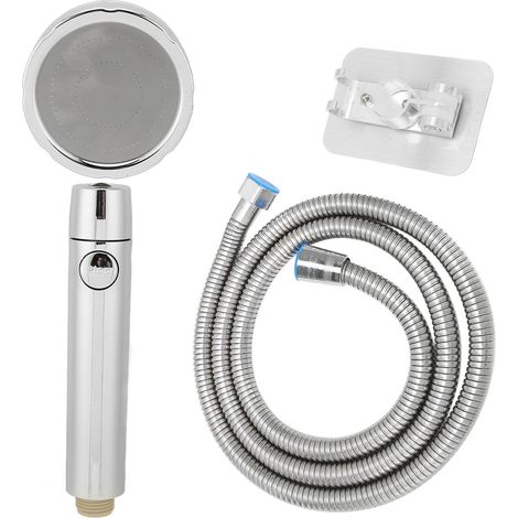 Pommeau de douche haute pression 360° rotatif avec interrupteur pause, flexible de douche, kit de lavage corporel, turbine manuelle (1/5)
