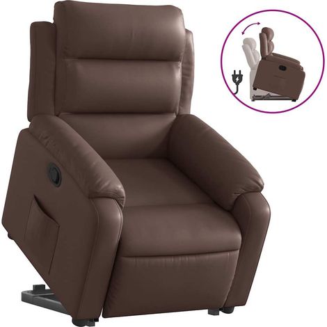 Fauteuil de Salon，Chaise，Fauteuil inclinable marron similicuir CFW274138 (1/5)