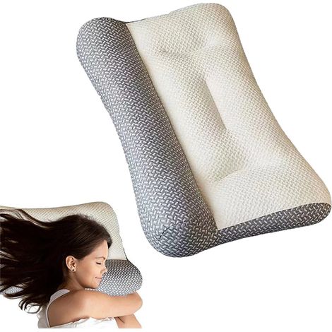 Coussin cervical ergonomique pour nuque et épaules, oreiller de lit avec mousse à mémoire de forme, soutien orthopédique, confort optimal, taille unique, housse amovible, idéal pour dormir sur le dos (1/5)