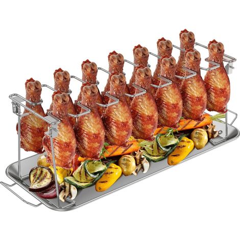 Hähnchenschenkelhalter für den Grillrost zum Braten von bis zu 14 Hähnchenschenkeln (1/5)