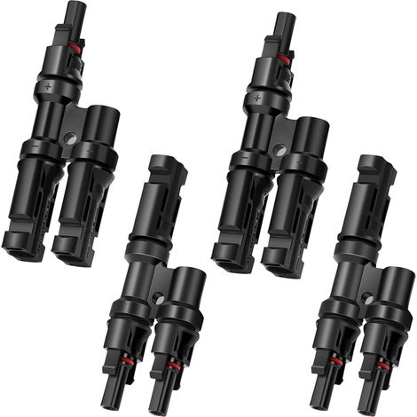 Solar Y Stecker PV Stecker Solarkabel Y-Verteiler 6mm2 für Parallelschaltung Abzweigbuchsen Solarstecker Männlich/Weiblich, IP67 Wasserdicht (2 Paar) (1/5)