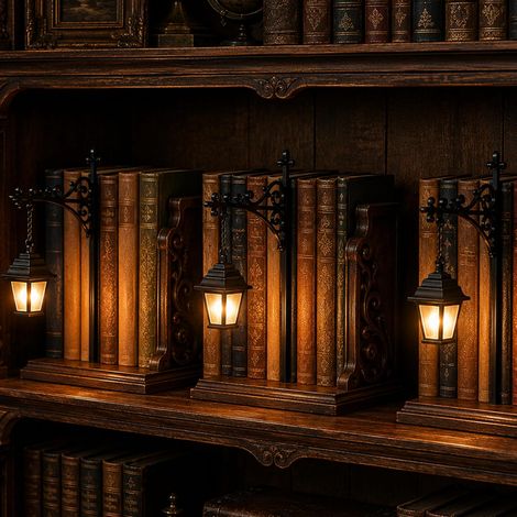 1 pièces Lampe Book Nook LED, lampe bibliothèque vintage avec base serre-livres, décoration pour bibliothèque et coin lecture (1/5)