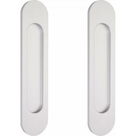 2 selbstklebende silberne ovale Schiebetürgriffe (15 cm), flächenbündig aus Aluminium, kein Bohren erforderlich (1/5)