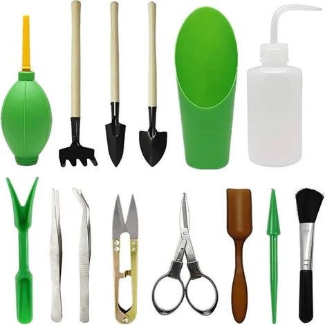 Lot de 14 pots pour plantes succulentes, outils de semis DIY, vert