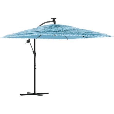 Sombrilla de jardín cuadrada con mástil de acero 246 x 246 x 230 cm protección UV diseño para exteriores poliéster azul 020056375