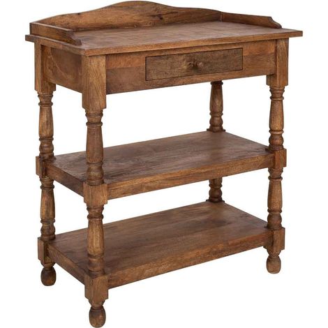 Recibidor de madera artesanal marrón 80x40x90h cm (1/5)