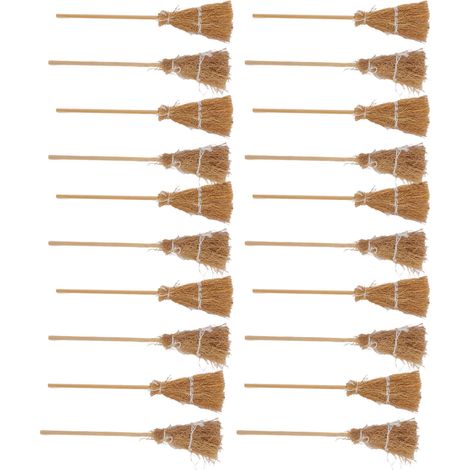 Lot de 20 mini balais de sorcière en corde blanche, décoration à faire soi-même, mini balais de sorcière miniatures pour Halloween et spectacles. (1/5)