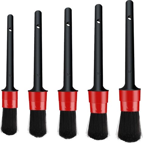 Lot de 5 brosses de nettoyage pour voiture, pour nettoyer les roues, les pneus, l'intérieur, l'extérieur, le cuir, les aérations (1/5)