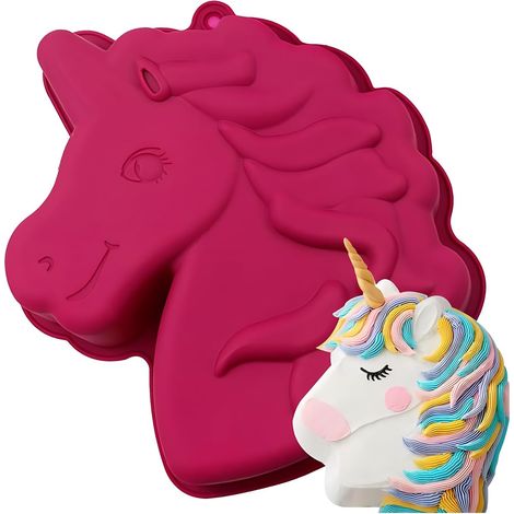 Moldes de silicona de unicornio, molde para pastel de unicornio, sin BPA, antiadherentes, para Halloween y Navidad, para pasteles, helados, chocolate, pan y postres. (1/5)