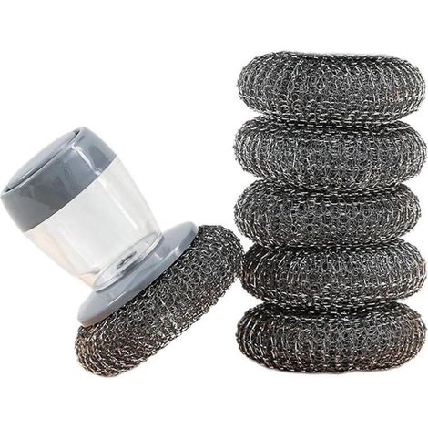 6 Brosse Vaisselle, Brosse Vaisselle avec Reservoir, Brosse de Nettoyage avec Support, Brosse de Cuisine pour la Vaisselle, Les casseroles et l'évier (Fils) (1/5)